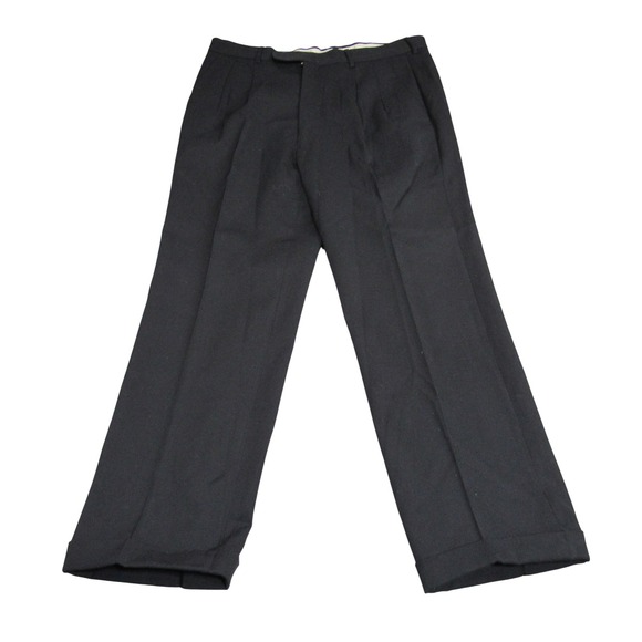 Arezio Other - Arezio Salerno Mens Black 100% Virgin Wool Pleated Cuffed Dress Pants 32x27